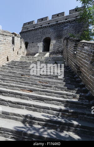 Steep steps forming part of the Great Wall of China, Mutian Yu Stock Photo