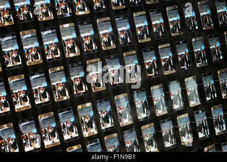 Berlin, Germany. 4th Sep, 2015. Visitors view a display of Samsung Galaxy S6 Edge smartphones at Samsung's stand of the 55th IFA consumer electronics fair in Berlin, Germany, on Sept. 4, 2015. As the 55th IFA consumer electronics fair, Europe's largest consumer electronics and home appliances fair kicked off on Friday in Berlin, China Brand Show also held its first opening ceremony at IFA. Credit:  Zhang Fan/Xinhua/Alamy Live News Stock Photo