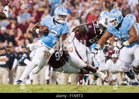 UNC quarterback Marquise Williams (12) during the NCAA college football game on Thursday Sep. 03, 2015 at Bank of America Stadium, in Charlotte, N.C. Jacob Kupferman/CSM Stock Photo