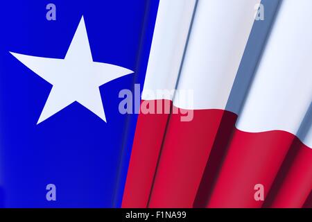 Texas State Flag, United States of America. 3D Texas Flag Render Illustration. Stock Photo