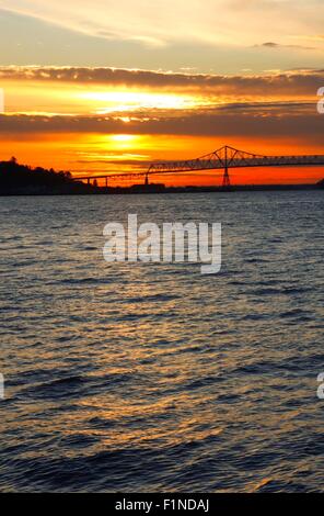 Sunset skies in Astoria Oregon. Stock Photo