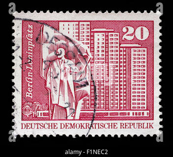 Stamp printed in the Federal Republic of Germany shows Leninplatz in Berlin, circa 1973 Stock Photo
