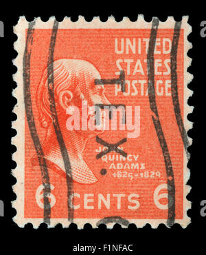 Stamp printed in the United States of America shows John Quincy Adams, 6th President of USA 1825-1829, circa 1938 Stock Photo