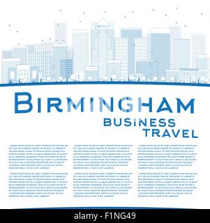 Outline Birmingham (Alabama) Skyline with Blue Buildings and copy space. Business travel concept. Vector Illustration Stock Vector