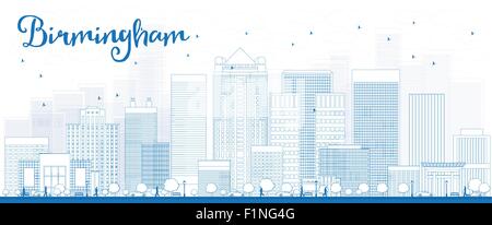 Outline Birmingham (Alabama) Skyline with Blue Buildings. Vector Illustration Stock Vector