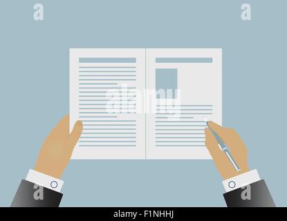 Hands signing business contract. Vector illustration in flat style Stock Vector