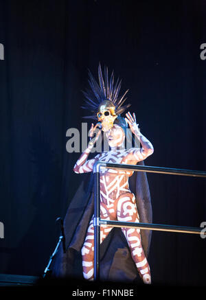 Ireland. 4th September, 2015. Former bond villain and model turned musician Grace Jones performing on stage at Ireland's biggest music festival Electric Picnic 2015. Credit:  Darren McLoughlin/Alamy Live News Stock Photo