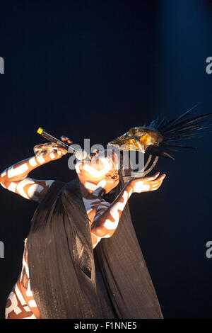 Ireland. 4th September, 2015. Former bond villain and model turned musician Grace Jones performing on stage at Ireland's biggest music festival Electric Picnic 2015. Credit:  Darren McLoughlin/Alamy Live News Stock Photo