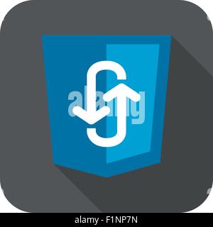 Illustration of blue shield with programming technology ajax asynchronous JavaScript, isolated web site development icon Stock Vector