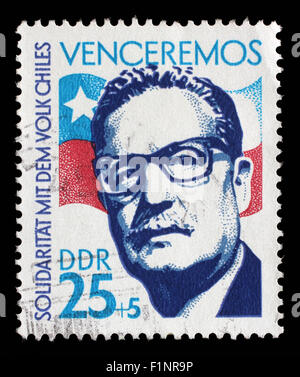 stamp printed in GDR from the Chile Solidarity issue, circa 1973. Stock Photo