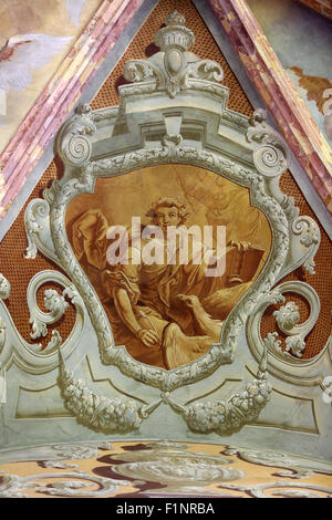 Saint John the Evangelist, fresco in parish Church of the Immaculate Conception of the Virgin Mary in Lepoglava, Croatia Stock Photo