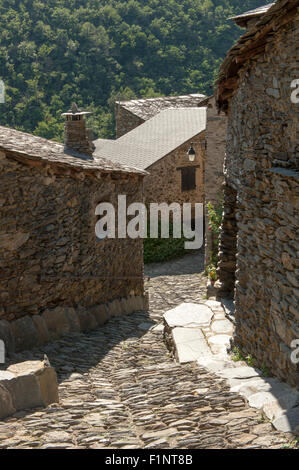 One of France's most beautiful villages: Évol in the Pyrenees mountains, Roussillon, southern France Stock Photo