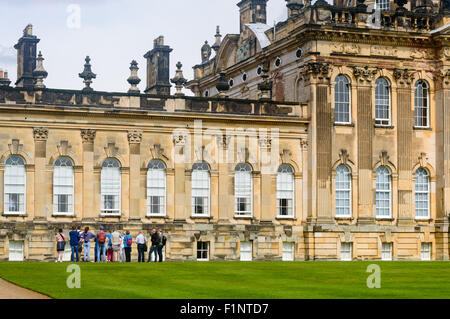 A group of tourists on a guided tour. Castle Howard, York, England. Stock Photo