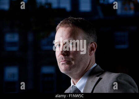 Tom McCarthy, the English novelist, writer, and Man Booker Prize Nominee, at the Edinburgh International Book Festival 2015. Edinburgh. 30th August 2015 Stock Photo