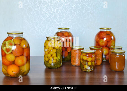 Home canned vegetables in the room Stock Photo