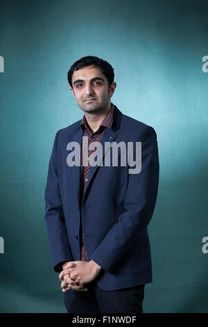 Sunjeev Sahota, the British novelist (Man Booker Prize Nominee), at the Edinburgh International Book Festival 2015. Edinburgh, Scotland. 25th August 2015 Stock Photo