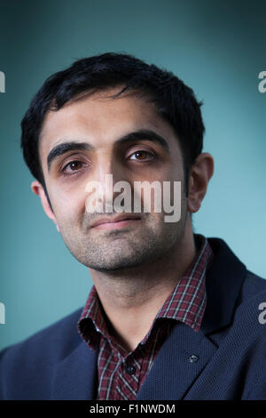 Sunjeev Sahota, the British novelist (Man Booker Prize Nominee), at the Edinburgh International Book Festival 2015. Edinburgh, Scotland. 25th August 2015 Stock Photo