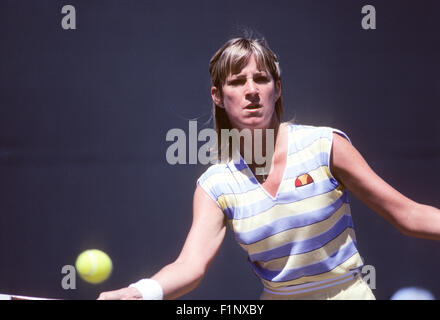 Chris Evert in action at the Clairol Crown tennis tournament at La Costa Resort in Carlsbad, California in April 1981. Stock Photo