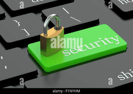 Security concept on  keyboard button Stock Photo