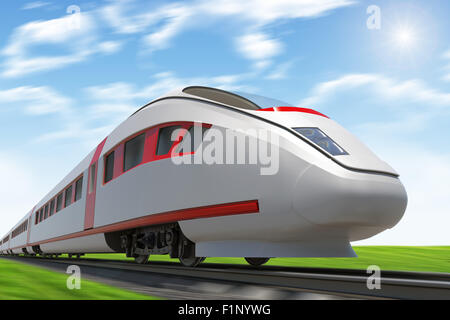 Train moving on rail-tracks Stock Photo - Alamy