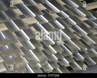 Aluminum lines stock rack in a factory. Stock Photo