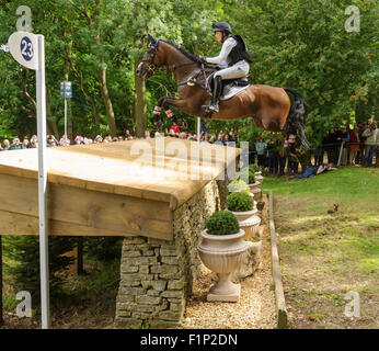 Stamford, Lincs, UK. 5th September, 2015. Laine Ashker and ANTHONY PATCH - Cross Country Phase - Land Rover Burghley Horse Trials, 5th September 2015. Credit:  Nico Morgan/Alamy Live News Stock Photo