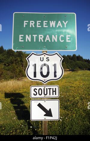 Freeway Entrance Sign, US 101 Between Los Angeles And San Francisco, CA ...