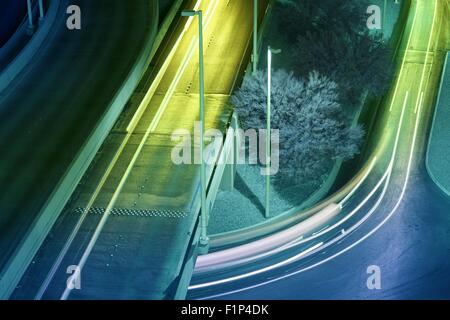 Traffic in Motion at NIght. Long Exposure Theme. Transportation Photo Collection. Stock Photo