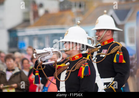 Weymouth, Dorset, UK. 5 September 2015. Crowds attend the Waterfest festival in Weymouth. HM Royal Marines Plymouth Corps of Drums play for the crowds Credit:  Carolyn Jenkins/Alamy Live News Stock Photo