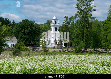 A view of Christ Church at Upper Canada Village, Ontario, Canada. Stock Photo