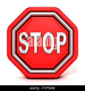 Stop sign. 3D render, isolated on white background. Front view Stock Photo