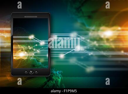 Smartphones Era - Digital Voice Communication. Personal Mobile Computer Inside the Phone. Global Communication. Technology Illus Stock Photo