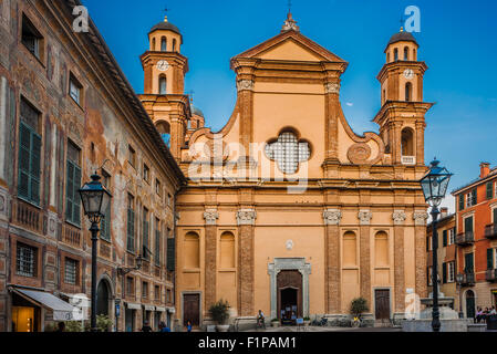 Italy Piedmont Monferrato Novi Ligure Piazza Dellepiane , Collegiate Church of St. Maria Maggiore and in Left Negrone palace Stock Photo