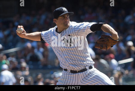 New York, New York, USA. 5th Sep, 2015. Yankees' NATHAN EOVALDI, 1st inning, NY Yankees vs. Tampa Bay Rays, Yankee Stadium, Saturday September 5, 2015. Credit:  Bryan Smith/ZUMA Wire/Alamy Live News Stock Photo