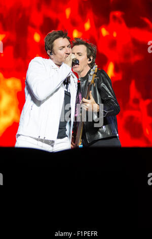 Gibraltar. 5th September, 2015. Pictured Duran Duran the 80's chart topping band was one of the headliners at the Gibraltar Music Festival. The Gibraltar Music Festival started today at the Victoria Stadium with 3 main stages providing international and local acts to a capacity crowd. Among the line -up today were Little Mix, Union J, Tom Odell, Paloma Faith, Duran Duran, Hudson Taylor, The Feeling, Third World, Lawson and Spanish group Estopa. Stock Photo
