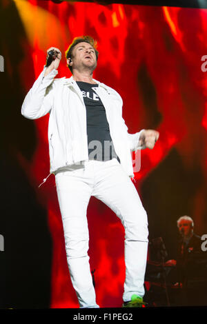 Gibraltar. 5th September, 2015. Pictured Duran Duran the 80's chart topping band was one of the headliners at the Gibraltar Music Festival. The Gibraltar Music Festival started today at the Victoria Stadium with 3 main stages providing international and local acts to a capacity crowd. Among the line -up today were Little Mix, Union J, Tom Odell, Paloma Faith, Duran Duran, Hudson Taylor, The Feeling, Third World, Lawson and Spanish group Estopa. Stock Photo