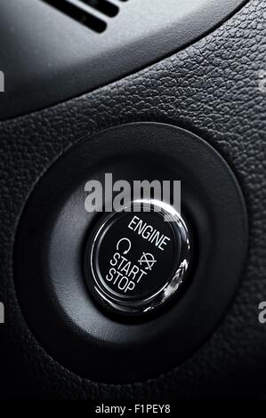 Push to Start. Modern Vehicle Engine Start Button. Stock Photo