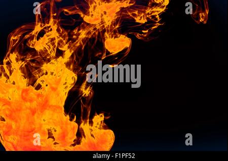 Fire Flames - Black Background. Abstract Flames Stock Photo