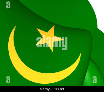 Flag of Mauritania. Close Up. Stock Photo