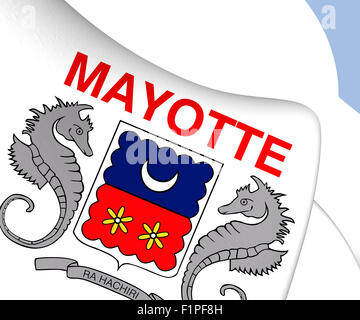 Department of Mayotte Flag. Close Up. Stock Photo