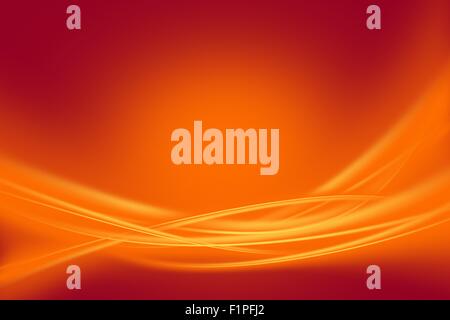 Glowing Orange Rays - Orange Glowing Wavy Ornaments. Maroon Background. Horizontal Raster Background. Stock Photo