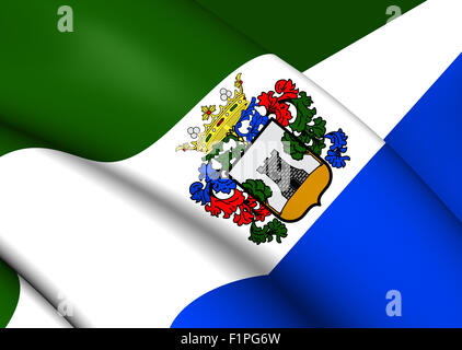 3D Flag of the Mijas, Spain. Close Up. Stock Photo