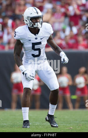 September 5, 2015: Penn State Nittany Lions wide receiver DaeSean Hamilton (5) in action during the NCAA football game between the Penn State Nittany Lions and the Temple Owls at Lincoln Financial Field in Philadelphia, Pennsylvania. The Temple Owls won 27-10. Christopher Szagola/CSM Stock Photo