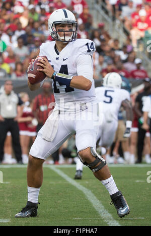 September 5, 2015: Penn State Nittany Lions quarterback Christian Hackenberg (14) in action during the NCAA football game between the Penn State Nittany Lions and the Temple Owls at Lincoln Financial Field in Philadelphia, Pennsylvania. The Temple Owls won 27-10. Christopher Szagola/CSM Stock Photo