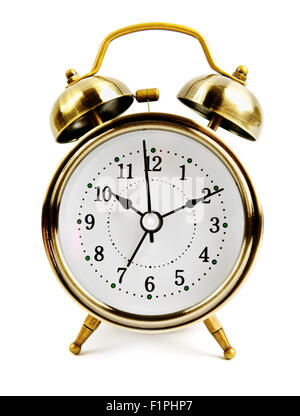 old style alarm clock isolated on white Stock Photo