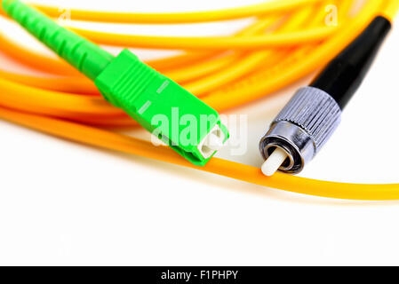 fiber optical network cable isolated Stock Photo