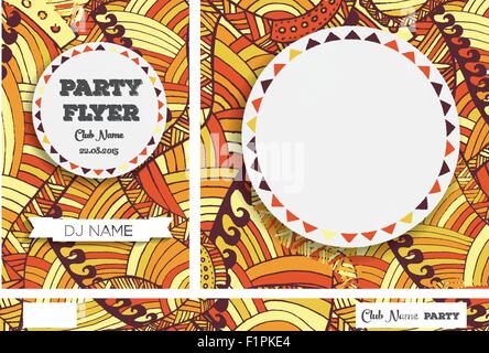 Club Flyers with copy space and hand drawn pattern. Vector illustration Stock Vector