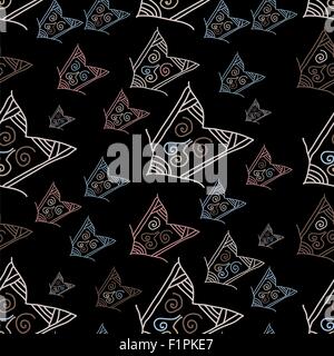 Seamless pattern with hand-drawn arrows on black background. Vector illustration Stock Vector