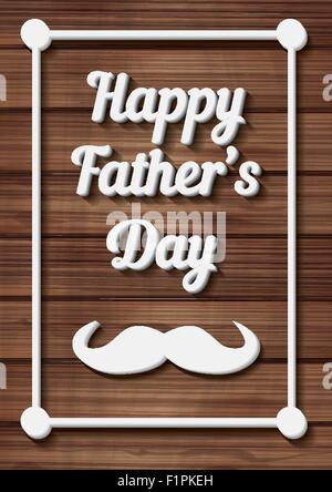 Happy Father's Day Typographical Background with moustache on wooden texture. Vector illustration Stock Vector