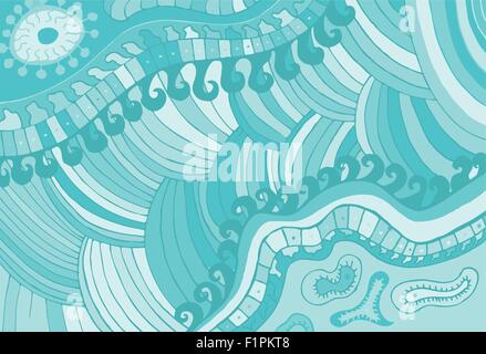 abstract hand-drawn blue waves pattern Vector illustration Stock Vector